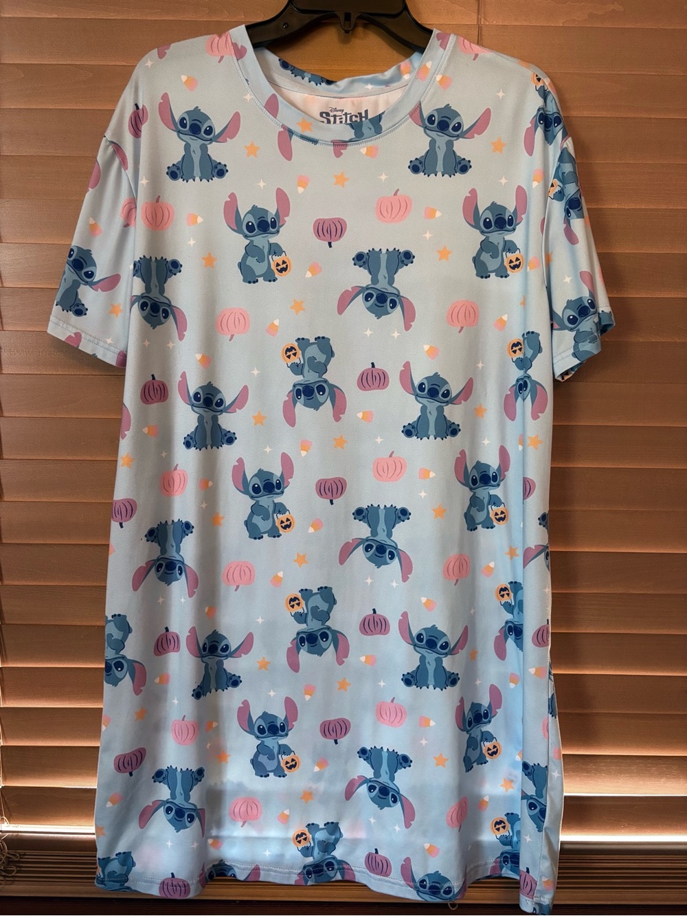 Disney Stitch NWOT Light Blue Pajama Nightshirt/ Pink & Orange Accents. Size M - Picture 5 of 5